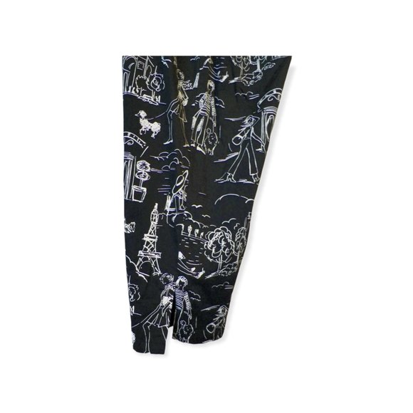 4/$25 Mechant High Rise Capri Pants Womens Size S 4-6 W27 Paris Dog Artsy Black - Picture 9 of 12